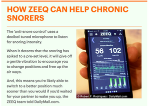 Daily Mail , The $299 smart pillow that could give you (and your partner) a better night' sleep: ZEEQ can stop snoring, wake you gently and track sleep patterns